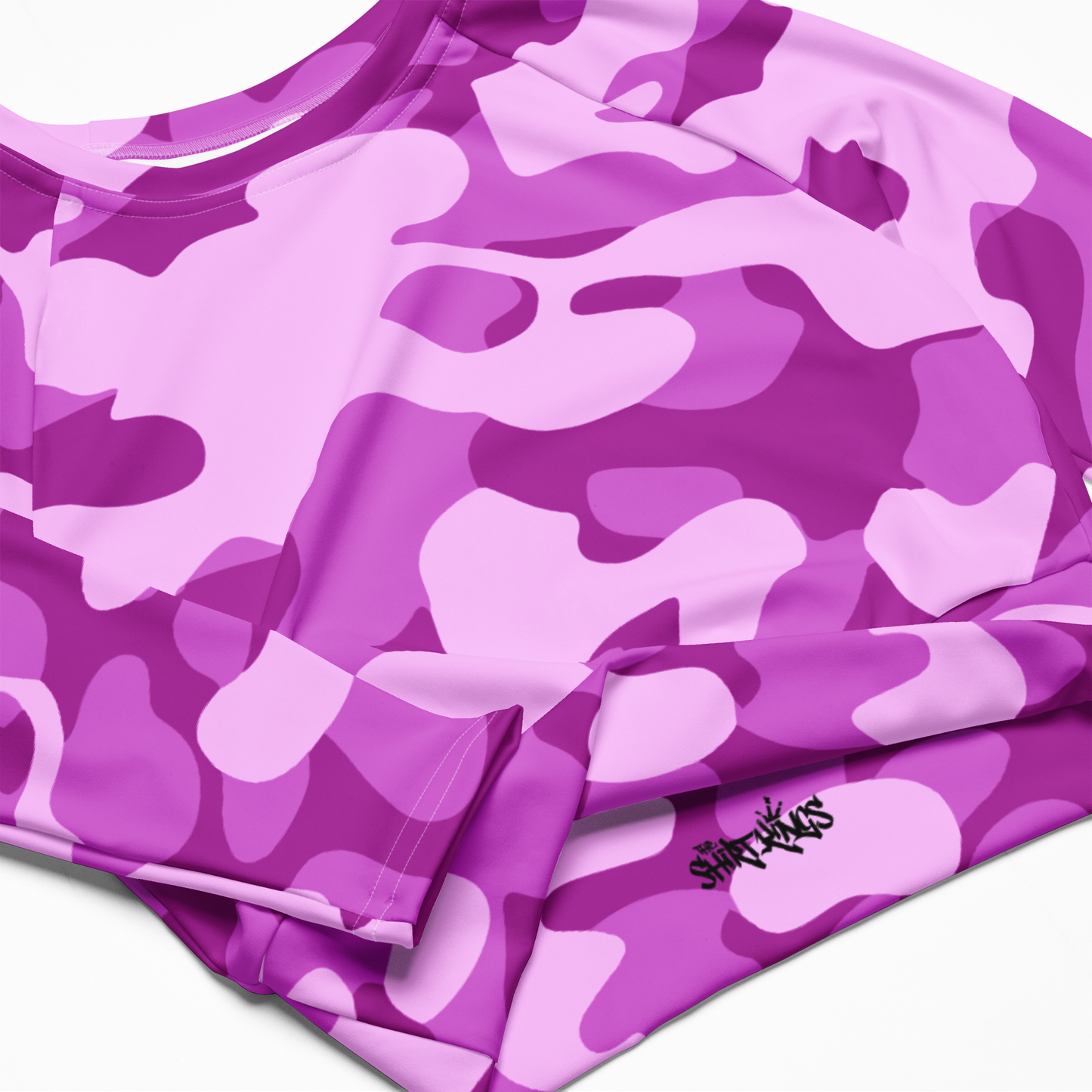 Langarm Crop-Top "Pink Camouflage"