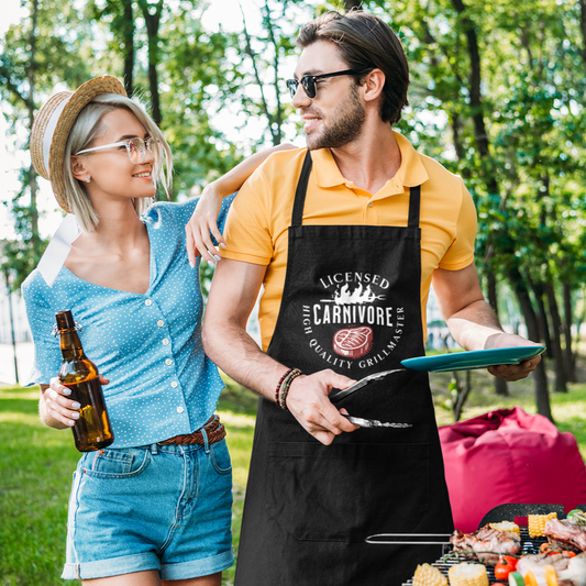 Koch-/Grill-Schürze aus Bio-Baumwolle "Licensed Carnivore"