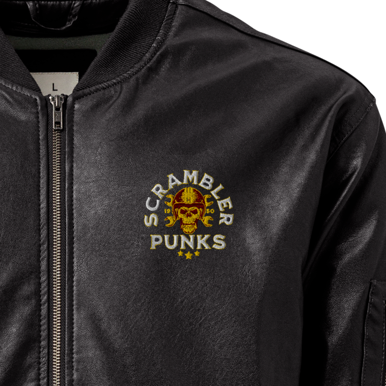 Leder-Bomberjacke "Scrambler Punks"