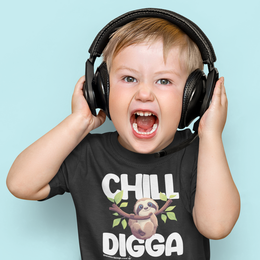 Kinder-T-Shirt "Faultier Chill Digga"